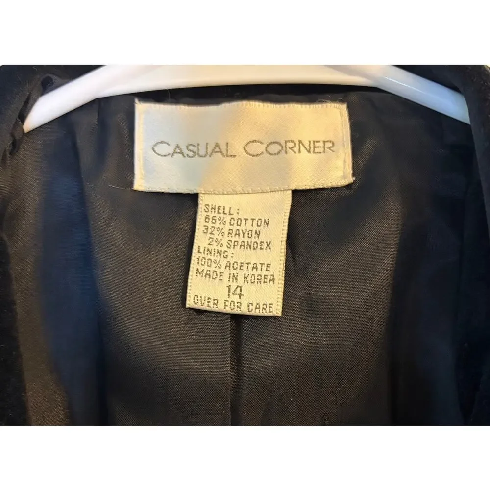 Casual Corner Black Velvet Blazer Jacket Double Breasted Size 14 - Picture 2 of 3